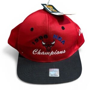 1996 chicago bulls Pearson Red Snapback Hat with Black Accents